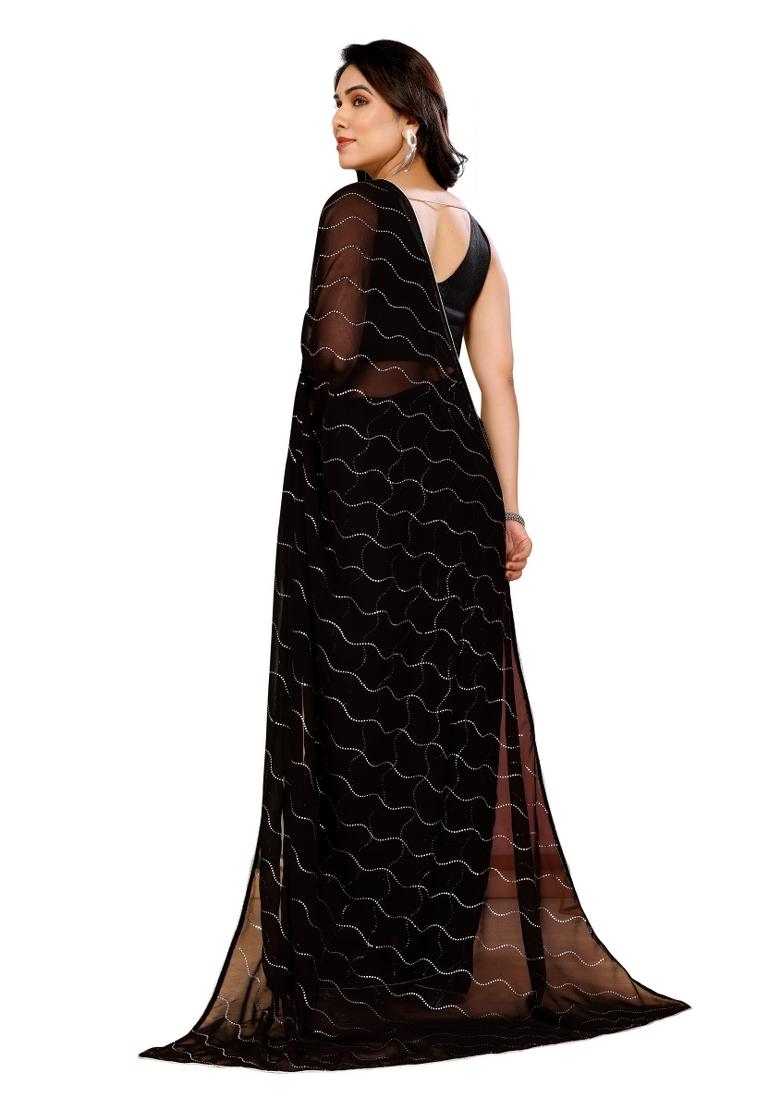 Black Mukesh Work Georgette Saree Set With Blouse