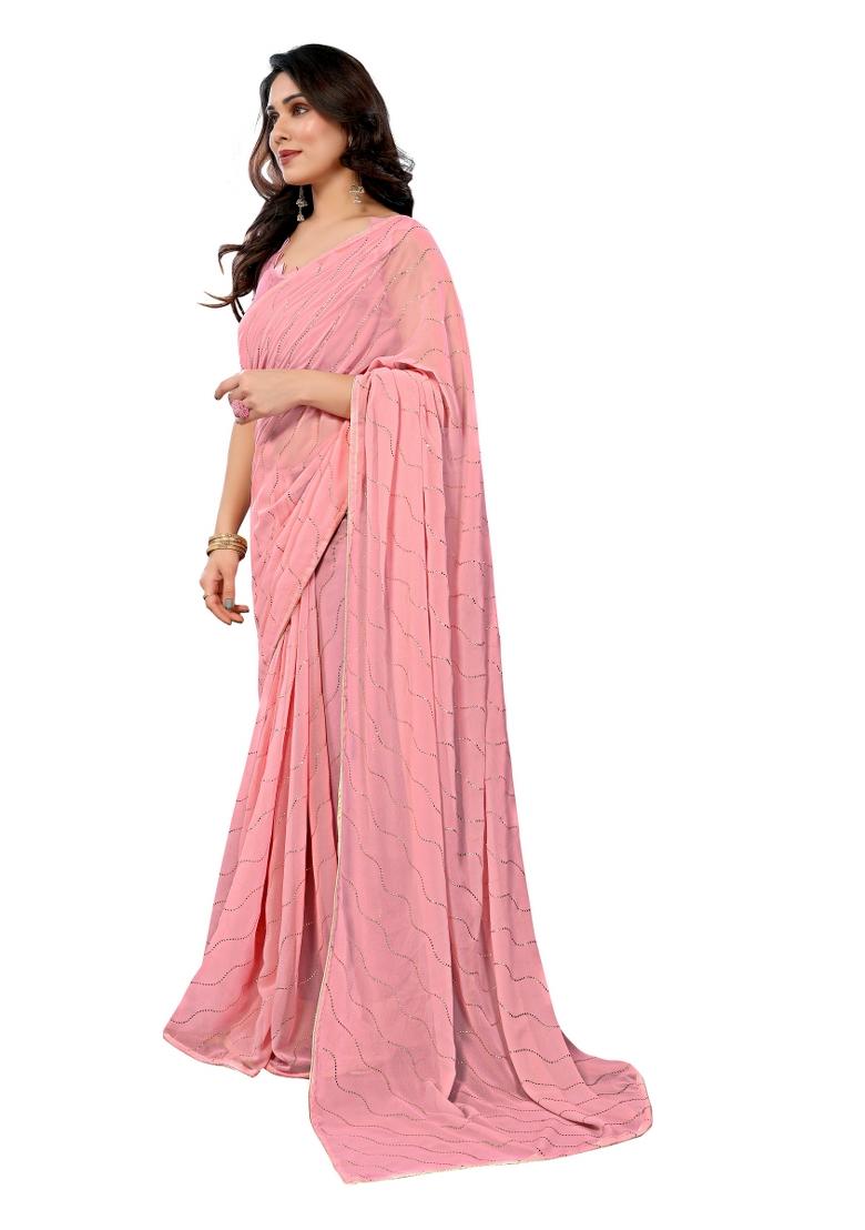 Multi Mukesh Work Georgette Saree Set With Blouse