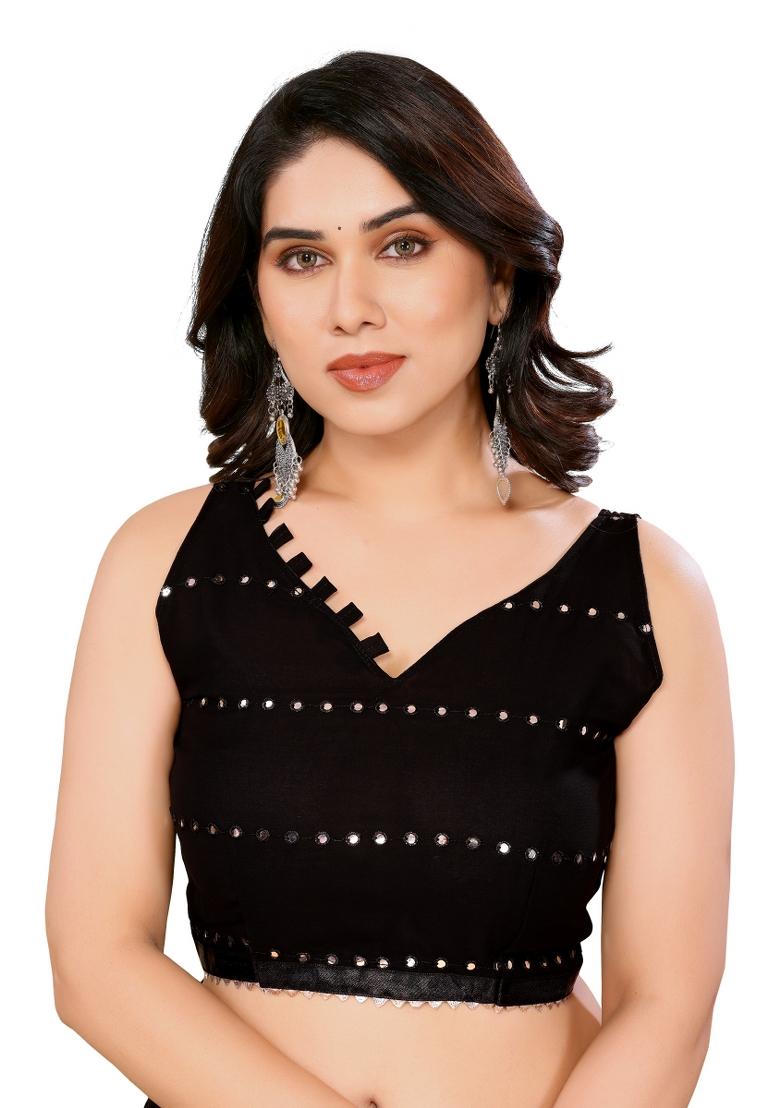Black Ruffal Georgette Saree Set With Blouse