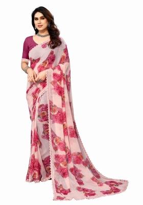 Multi Printed Georgette Saree Set With Blouse