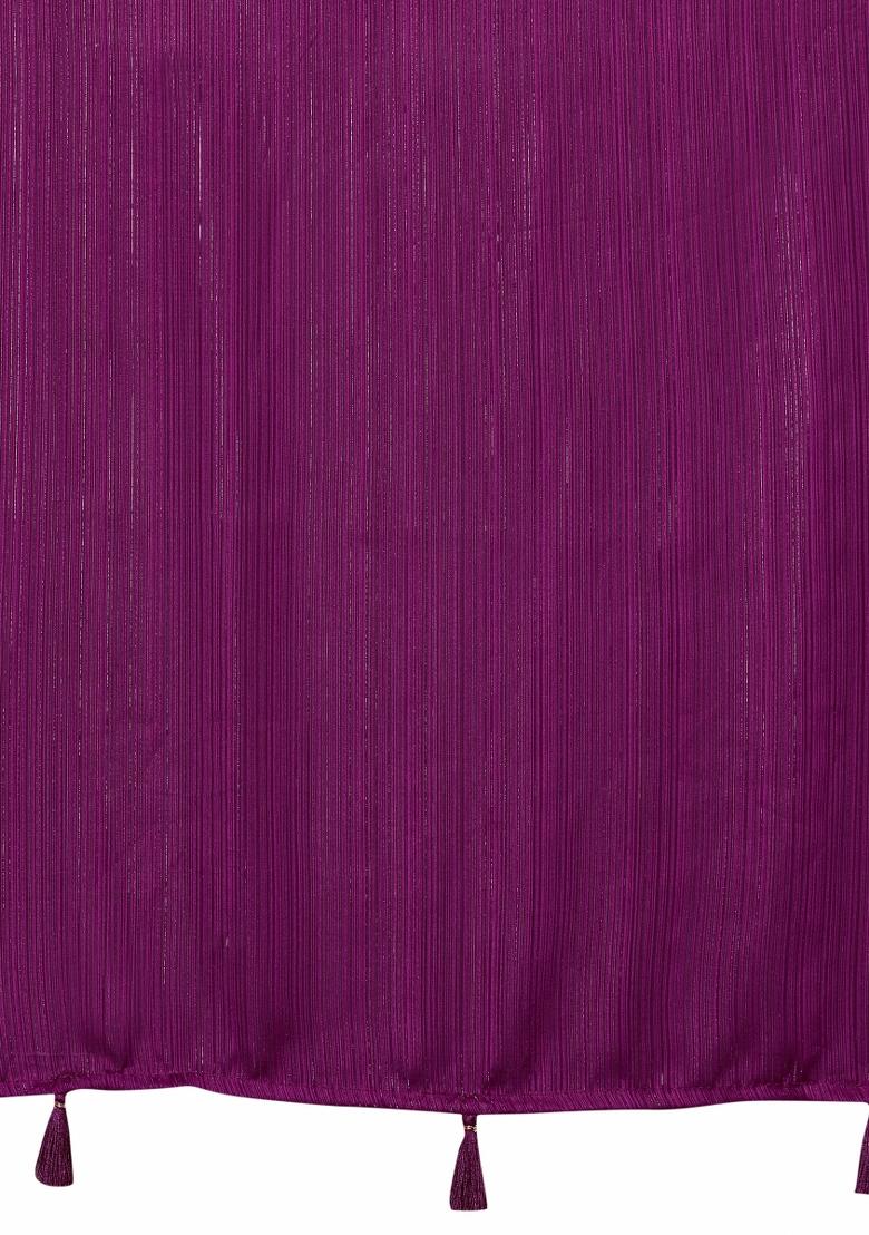 Multi Solid Polyester Saree Set With Blouse