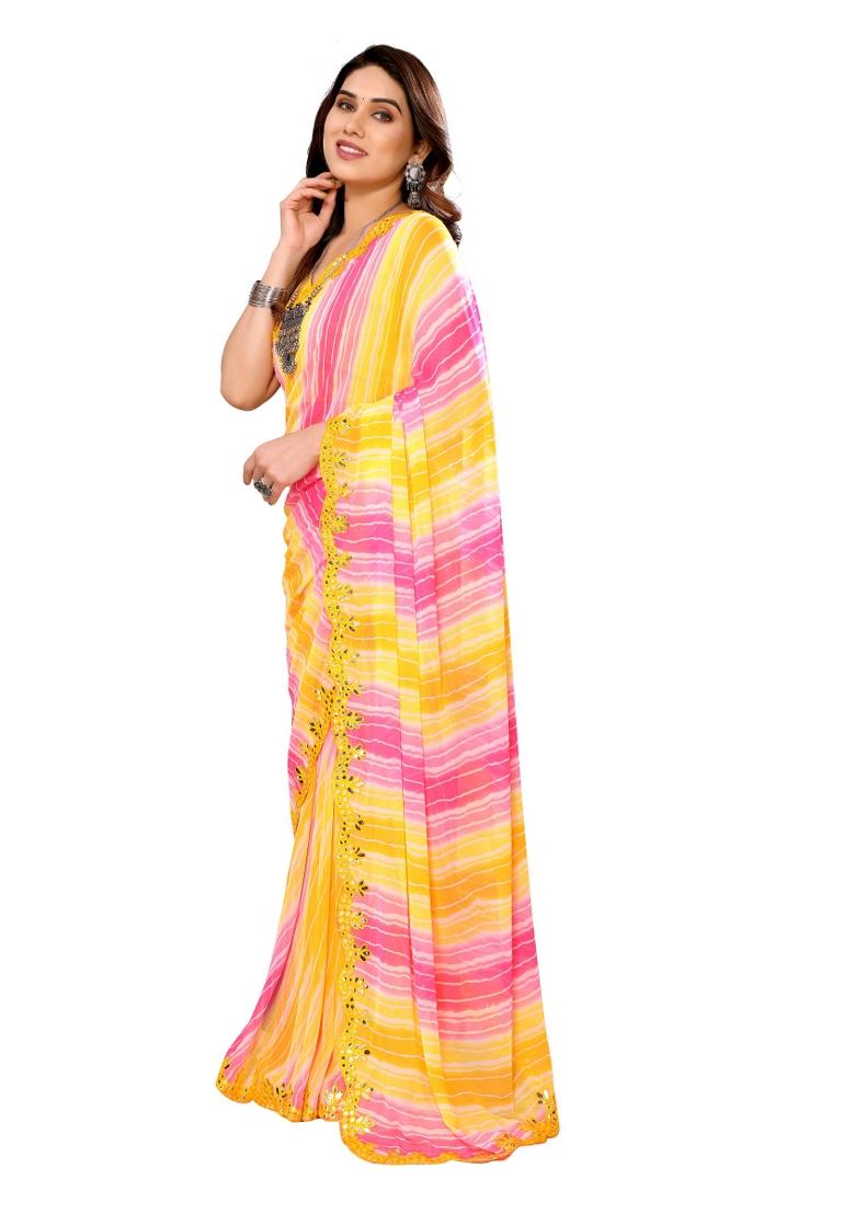 Multi Printed Organza Saree Set With Blouse