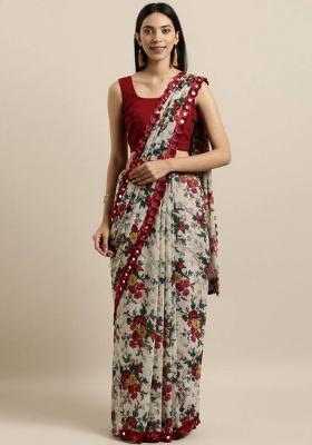 Multi Printed Georgette Saree Set With Blouse