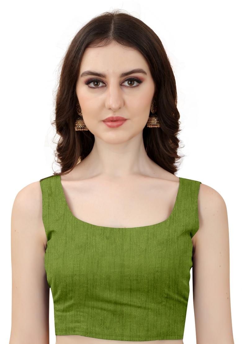 Olive Printed Georgette Saree Set With Blouse