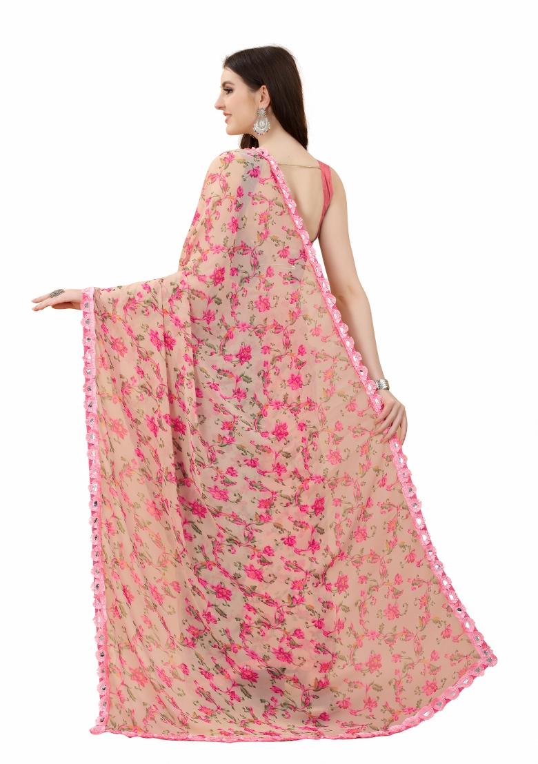 Multi Printed Georgette Saree Set With Blouse