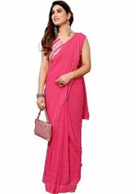Pink Printed Georgette Saree Set With Blouse