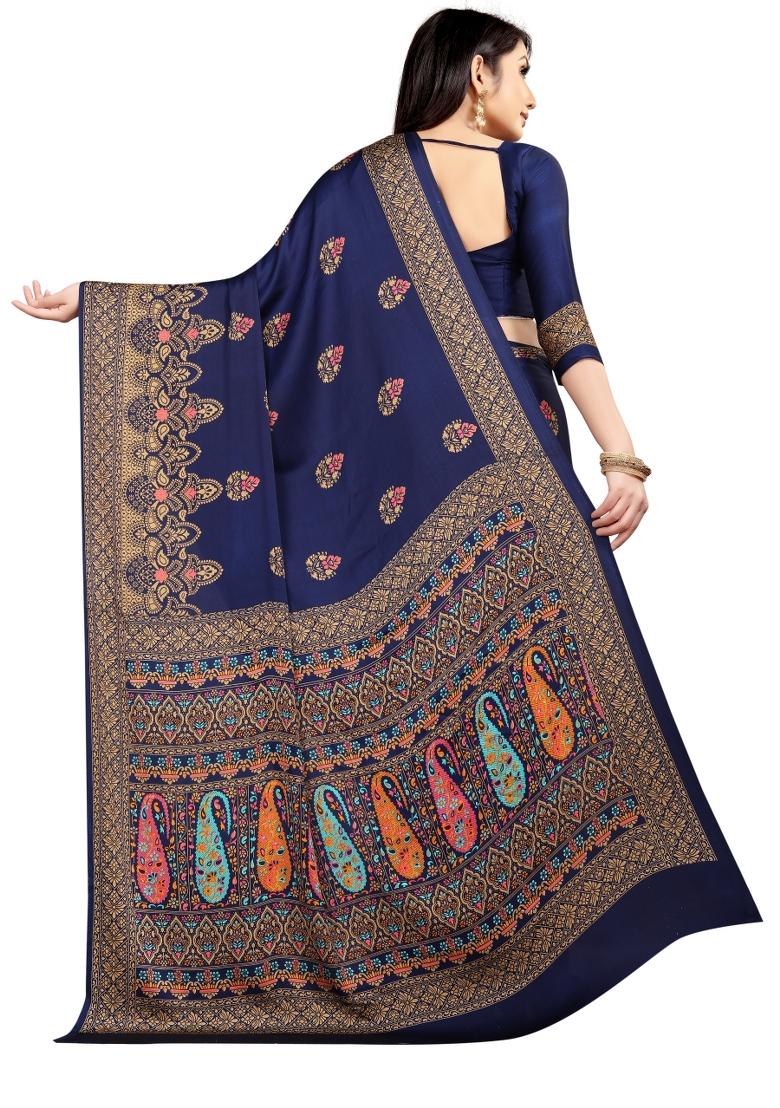 Multi Printed Japan Crepe Saree Set With Blouse