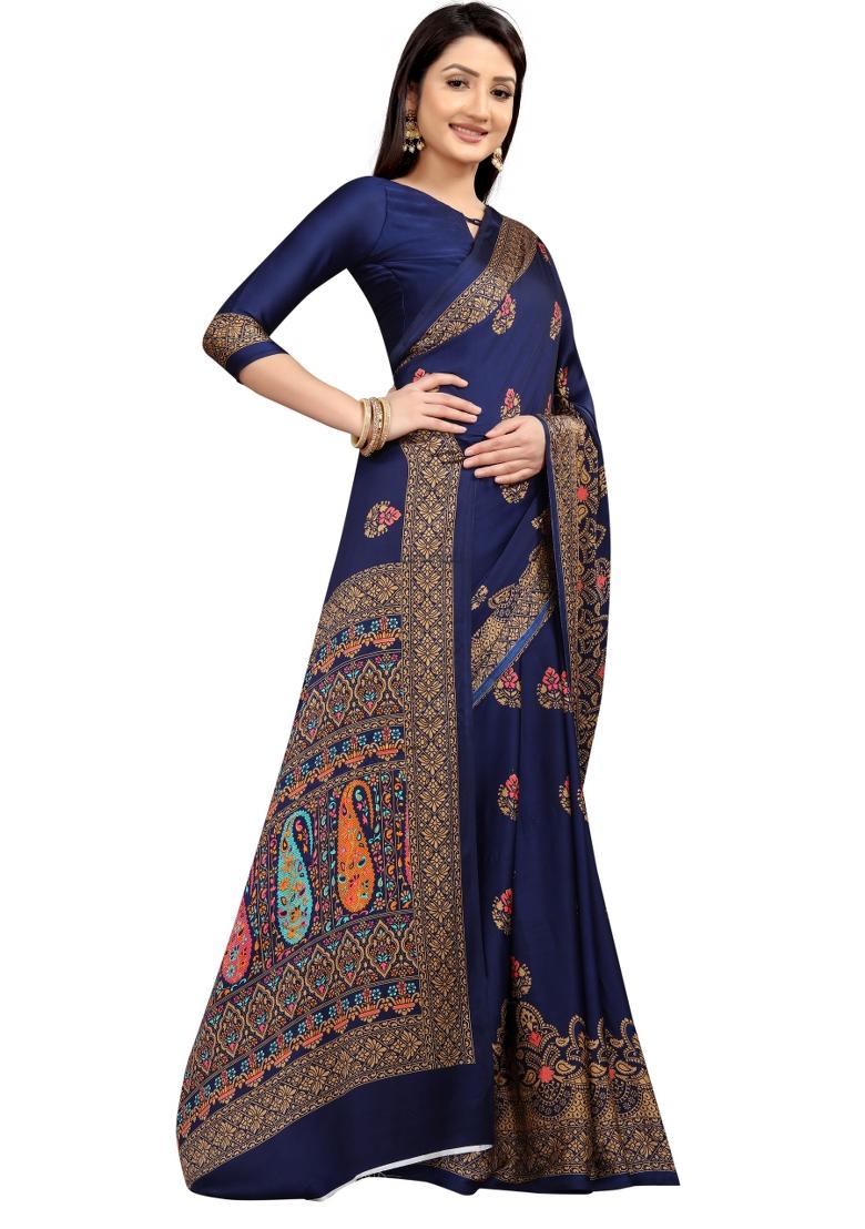 Multi Printed Japan Crepe Saree Set With Blouse