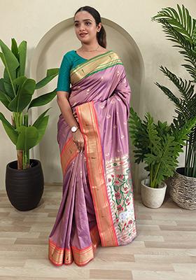 Light Pink Embroidered Pure Soft Silk Saree Set With Blouse