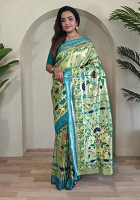Pista Green Paithani Weaving Design Saree Silk Saree Set With Blouse