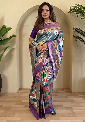 Purple Paithani Weaving Design Saree Silk Saree Set With Blouse