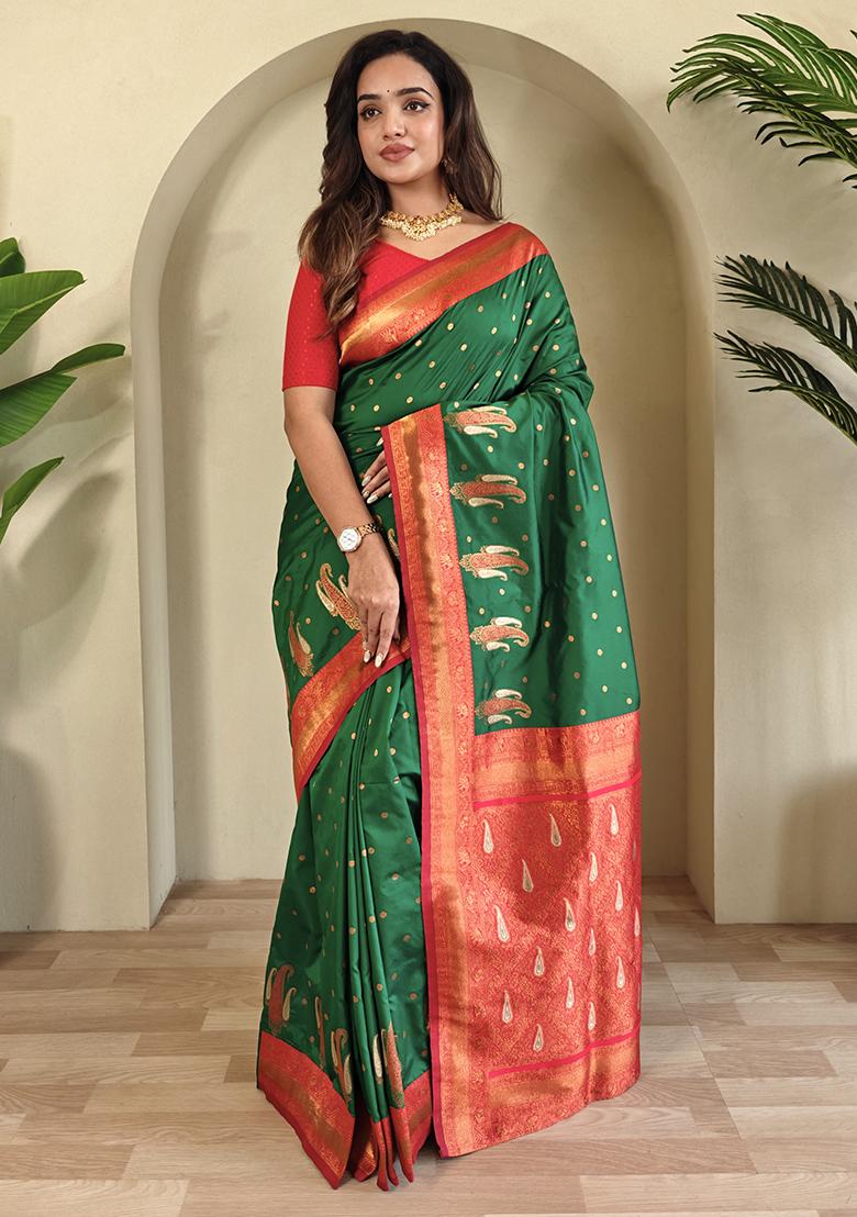 Green Kanchipuram Pure Soft Silk Saree Set With Blouse