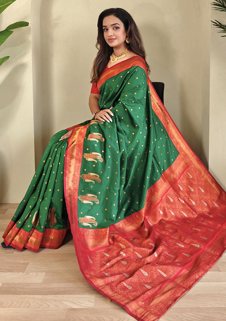 Green Kanchipuram Pure Soft Silk Saree Set With Blouse