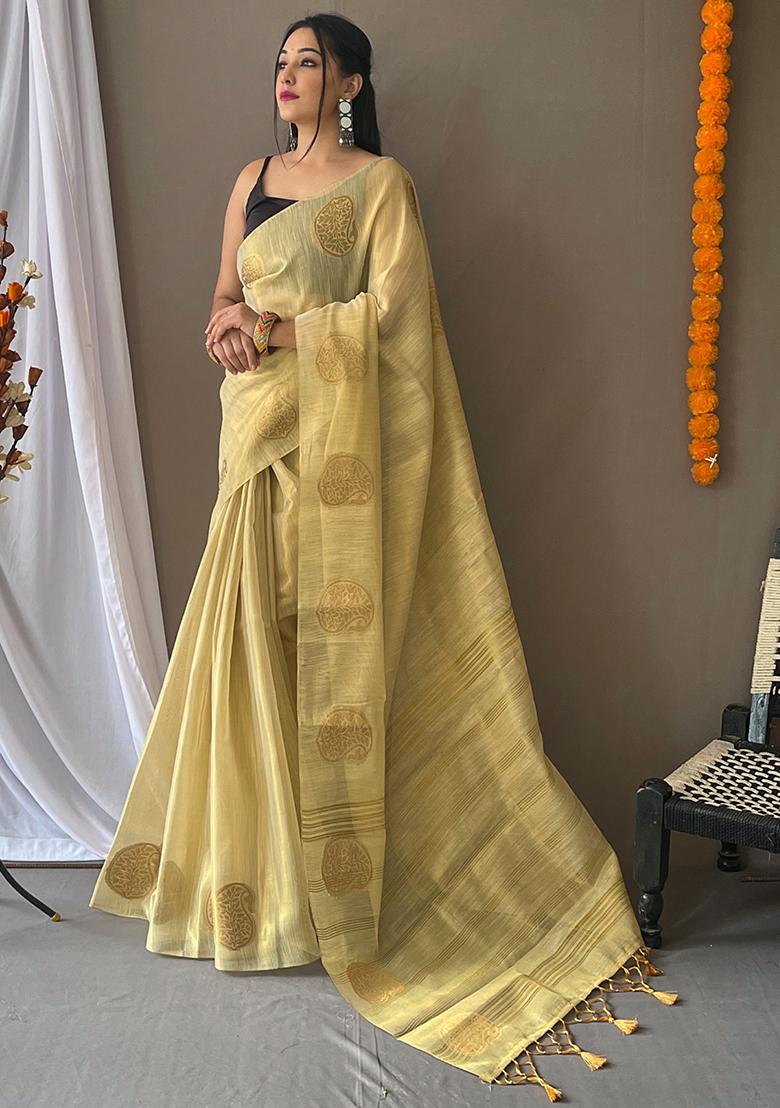 Green Pure Zari Weaving Work Pure Tissus Silk Saree Set With Blouse