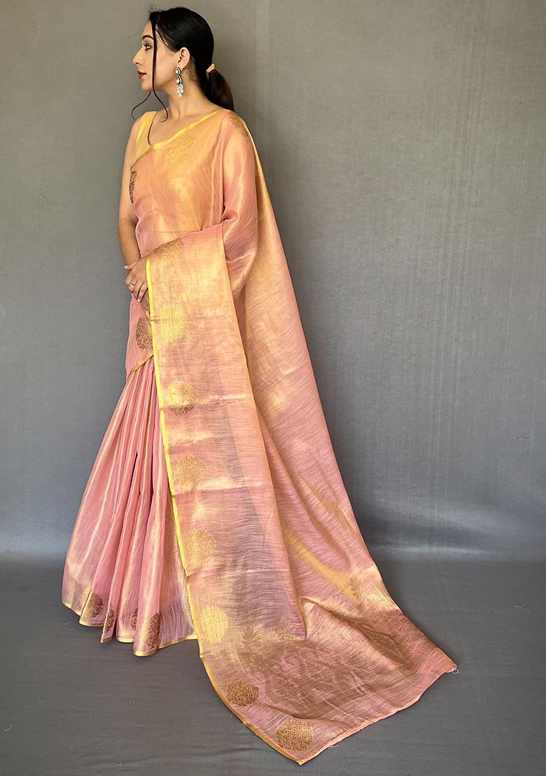 Light Green Pure Zari Weaving Work Pure Tissue Silk Saree Set With Blouse