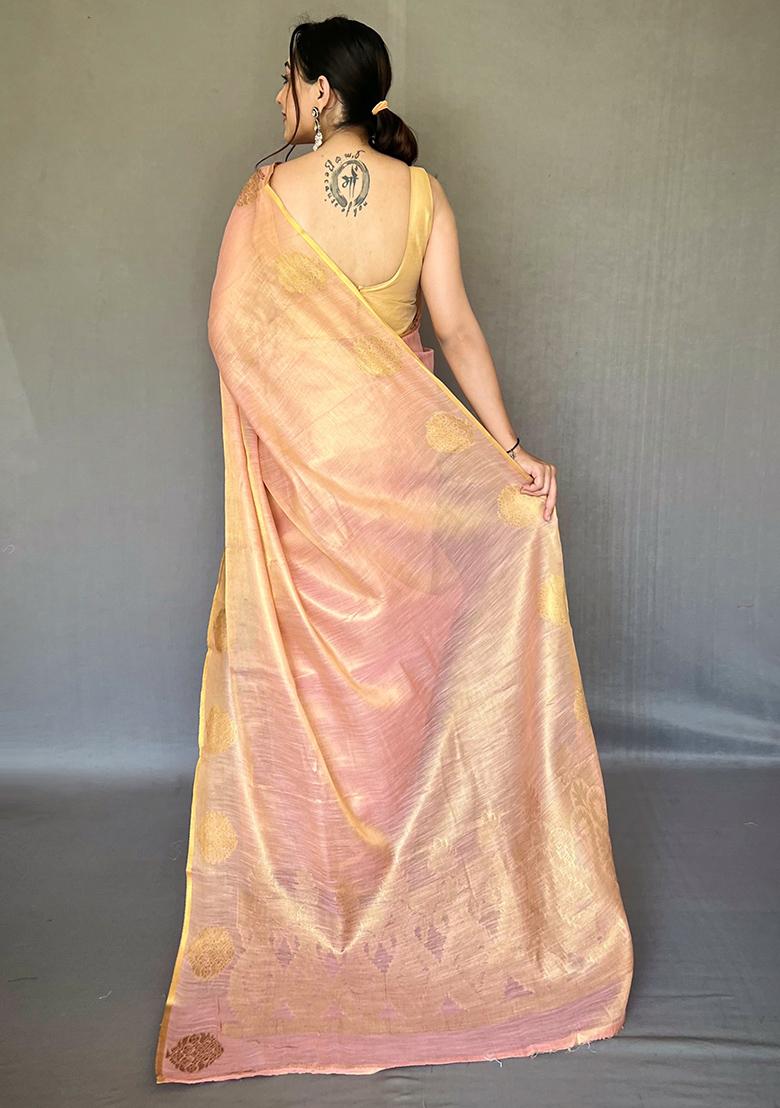 Light Green Pure Zari Weaving Work Pure Tissue Silk Saree Set With Blouse