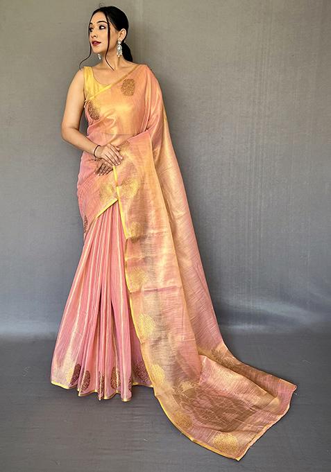 Light Green Pure Zari Weaving Work Pure Tissue Silk Saree Set With Blouse