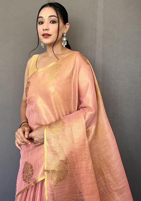 Light Green Pure Zari Weaving Work Pure Tissue Silk Saree Set With Blouse