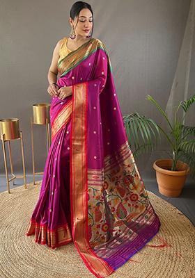 Grey Pure Zari Weaving Butti Pure Soft Silk Saree Set With Blouse