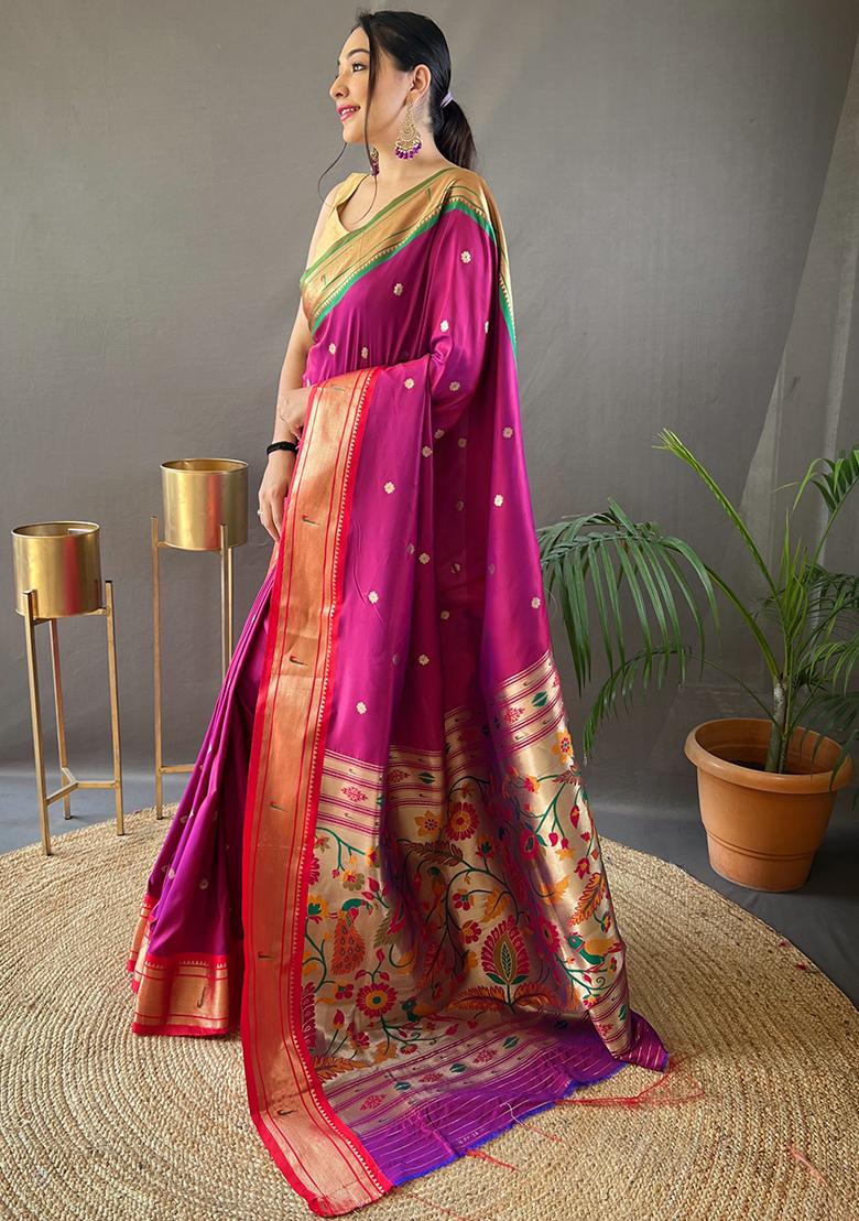 Grey Pure Zari Weaving Butti Pure Soft Silk Saree Set With Blouse