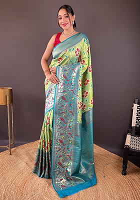 Green Patola Zari Weaving Design Soft Silk Saree Set With Blouse