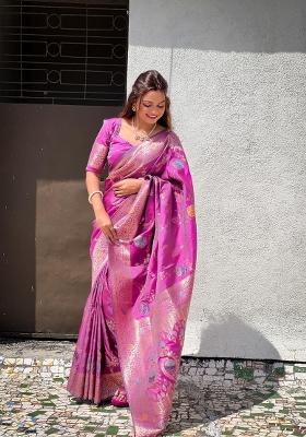 Wine Solid Silk Saree