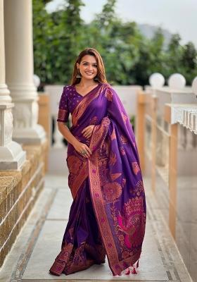 Wine Solid Silk Saree