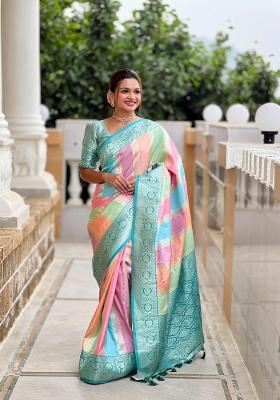 Multi colour Solid Silk Saree