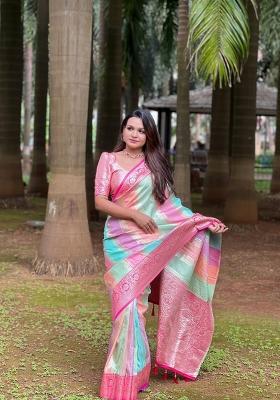 Multi colour Solid Silk Saree