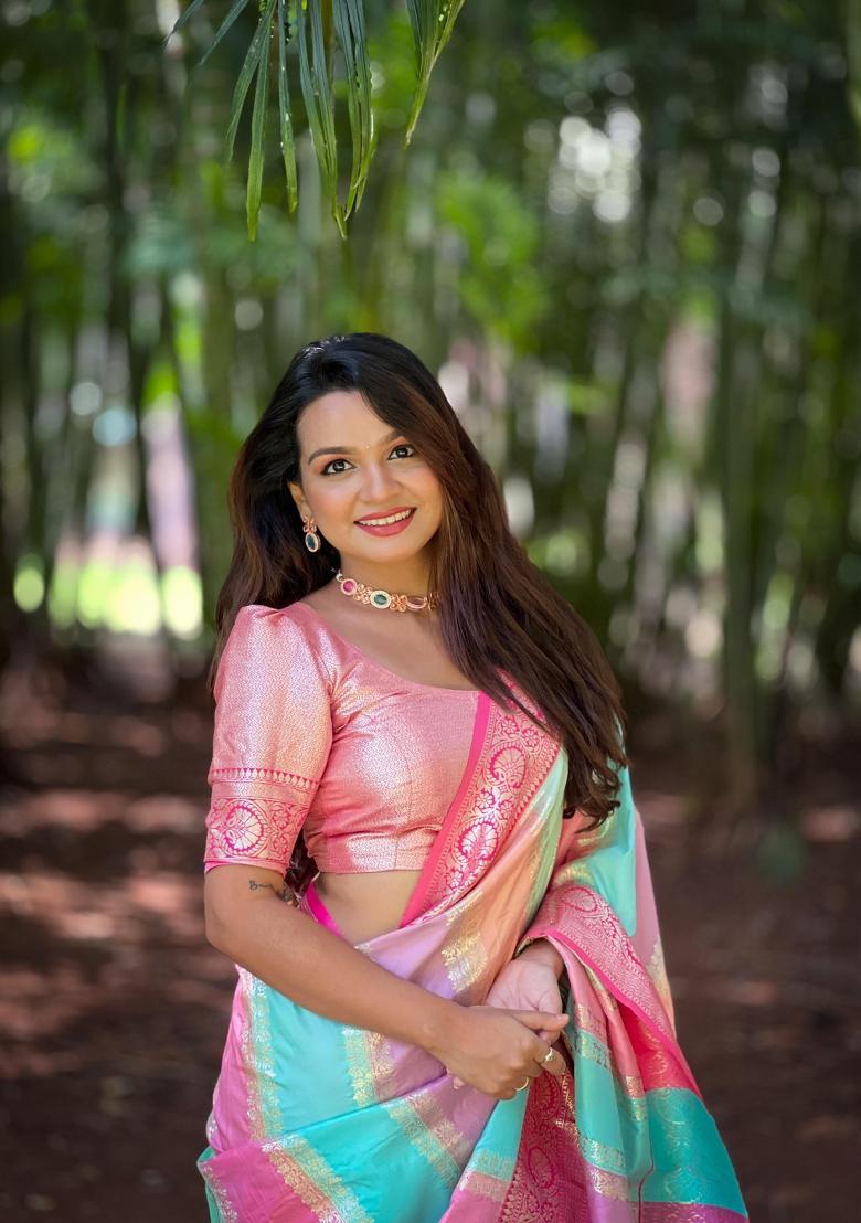 Multi colour Solid Silk Saree