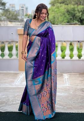 Purple Solid Silk Saree