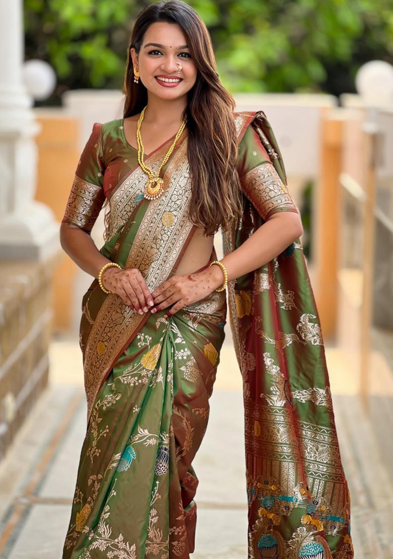 Light Green Solid Silk Saree