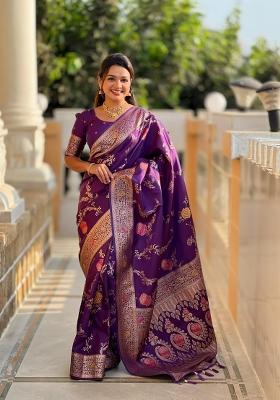 Dark Wine Solid Silk Saree