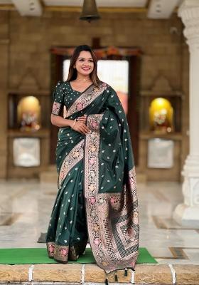 Green Solid Silk Saree