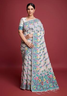 Green Solid Cotton Saree