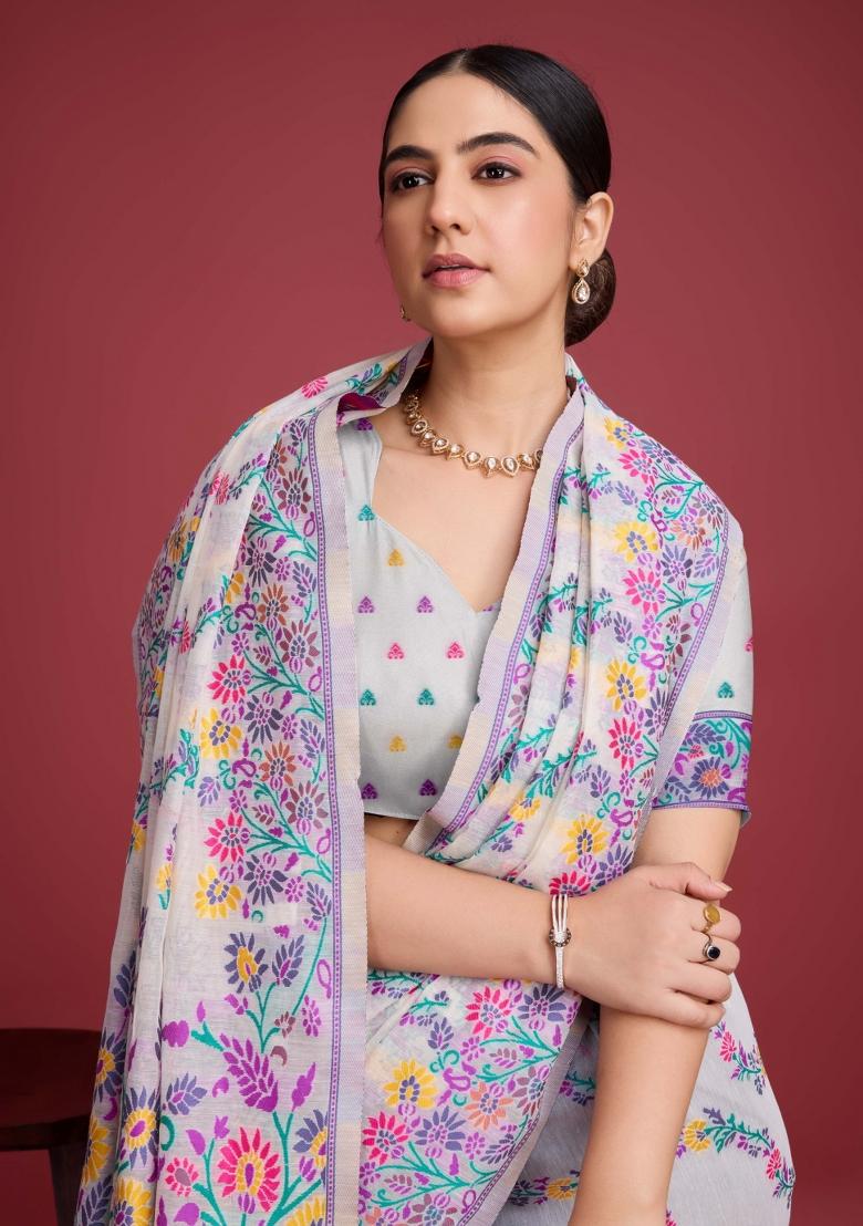 Purple Solid Cotton Saree