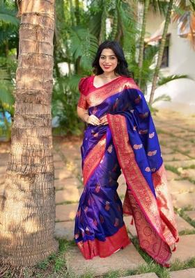 Royal Blue Solid Silk Saree