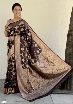 Wine Solid Silk Saree