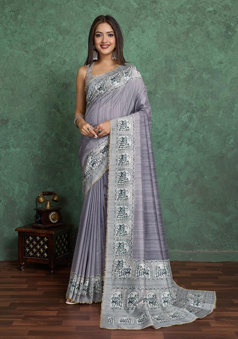 Purple Solid Art Silk Saree