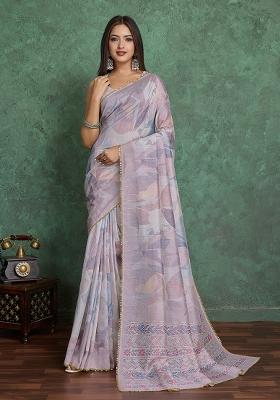 Purple Solid Art Silk Saree
