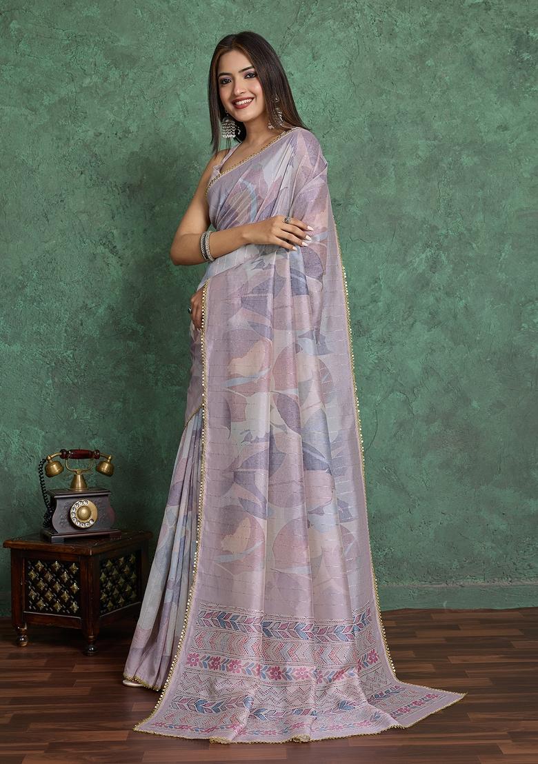 Purple Solid Art Silk Saree