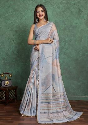 Grey Solid Art Silk Saree