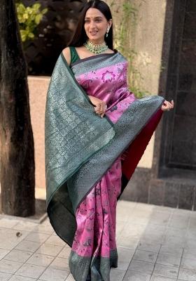 Purple Solid Jacquard Saree