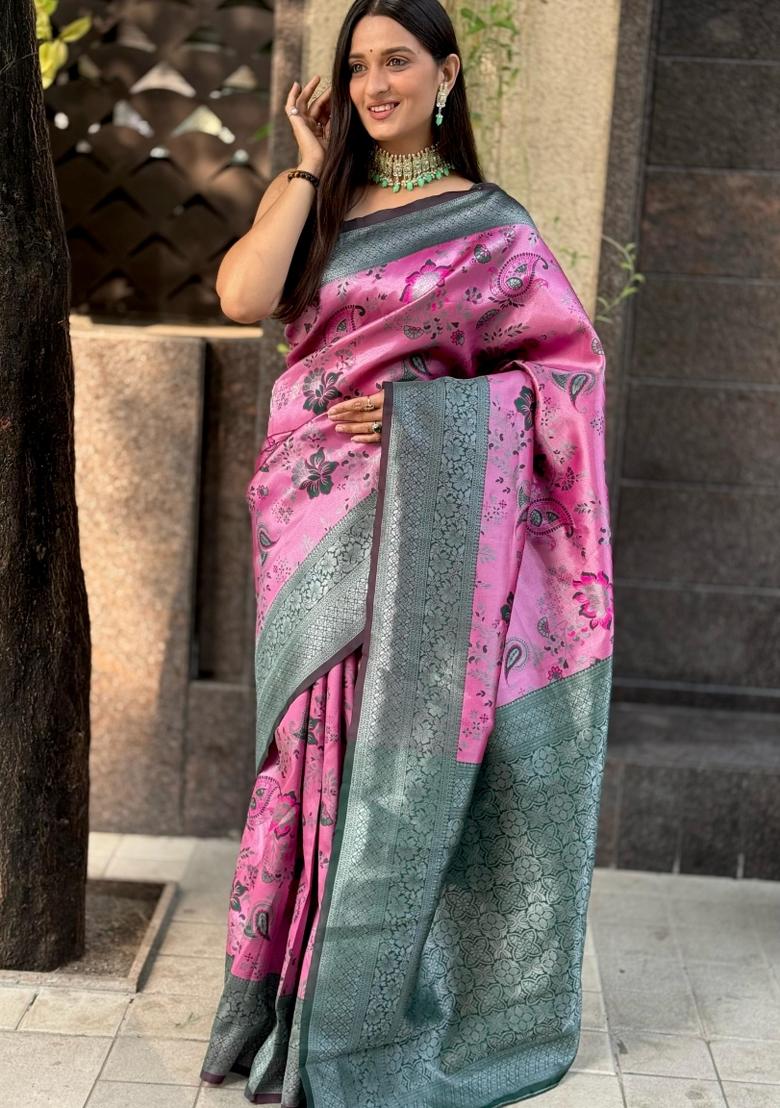 Purple Solid Jacquard Saree