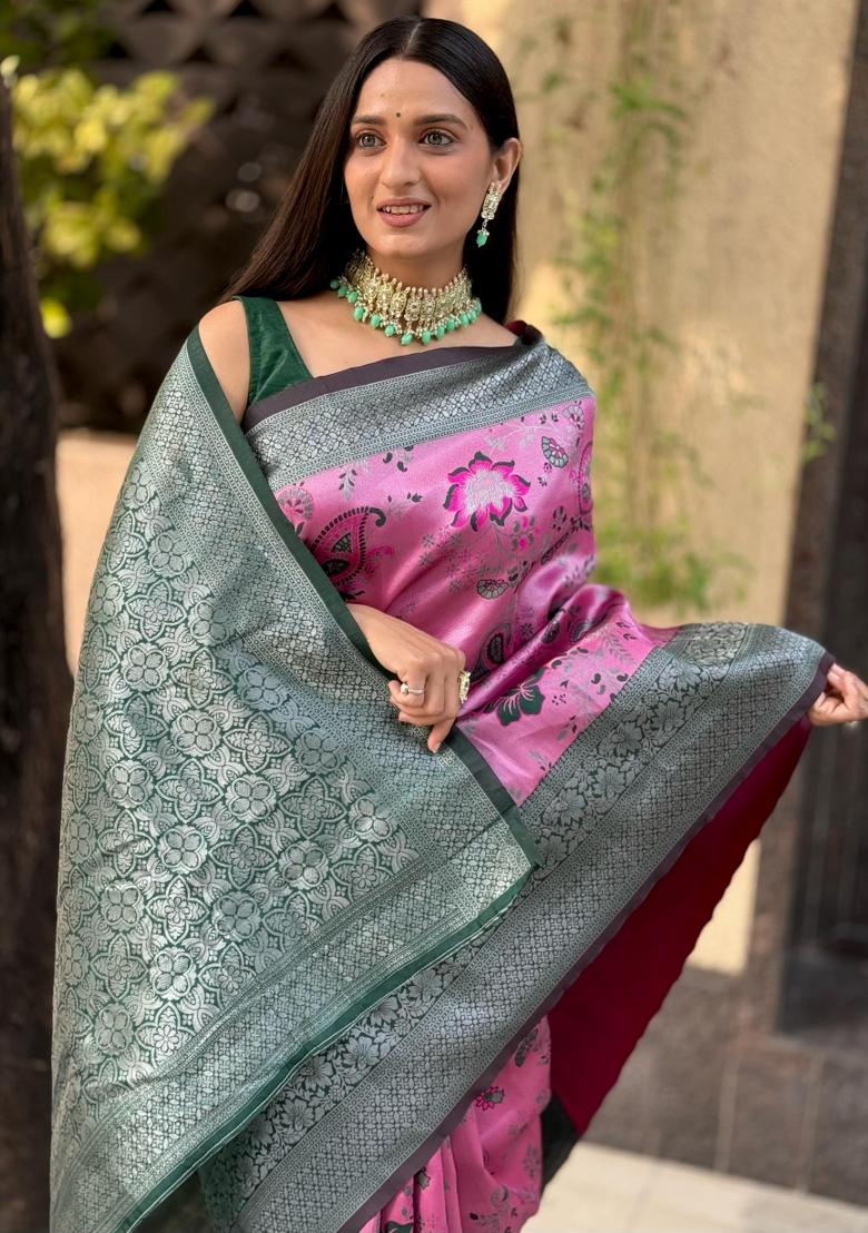 Purple Solid Jacquard Saree