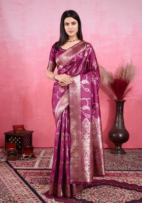 Wine Solid Jacquard Saree
