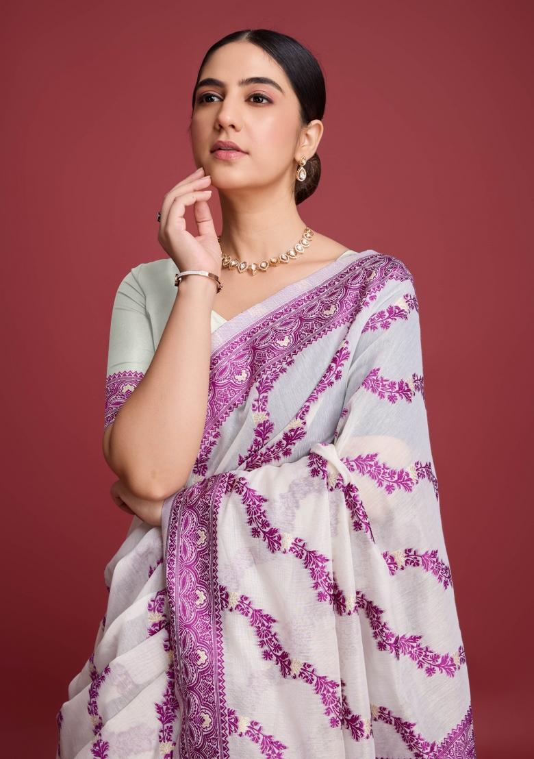 Wine Solid Cotton Saree