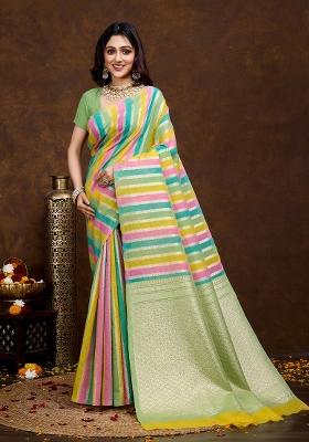 Pista Green  Solid Cotton Saree
