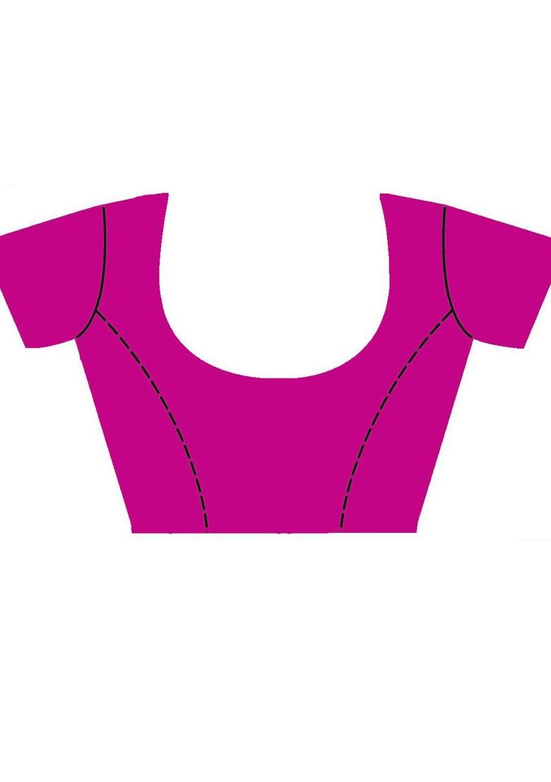 Pink Woven Design Poly Blend Saree Set With Blouse