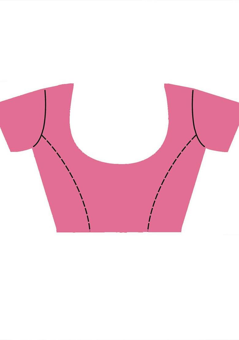 Beige Woven Design Poly Blend Saree Set With Blouse